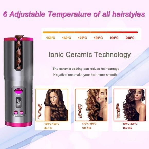 SENLLY Cordless Automatic Hair Curler, Auto Curling Iron with Adjustable 6 Tempe - Picture 6 of 6